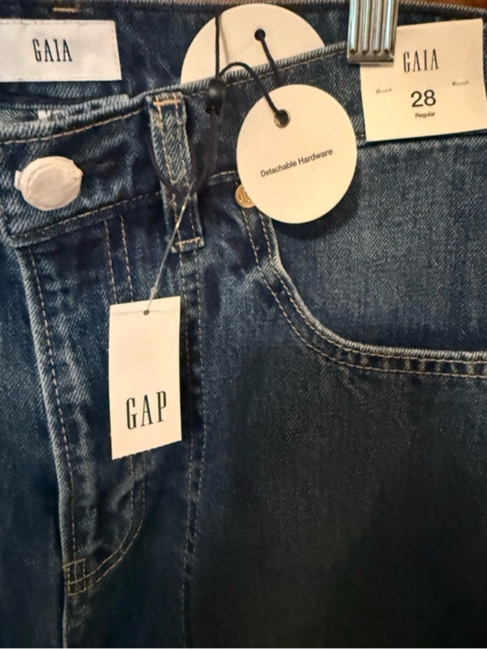 Cult Gaia X Gap Wide-Leg Jeans With Detachable Gold Chain Sz 28 - Picture 8 of 9